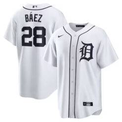 Alternative view of Javier Baez Detroit Tigers White Game Jersey - All Stitched