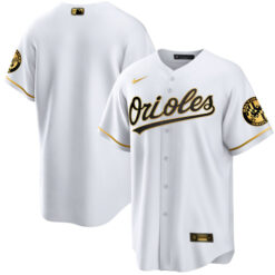 Alternative view of Baltimore Orioles White Gold Player Jersey - All Stitched