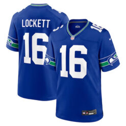 Alternative view of Tyler Lockett Seattle Seahawks Royal Throwback Jersey - All Stitched