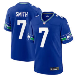 Alternative view of Geno Smith Seattle Seahawks Royal Throwback Jersey - All Stitched