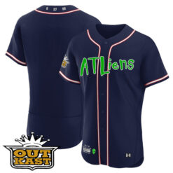 Alternative view of Atlanta Braves Outkast ATLiens Navy Jersey - All Stitched