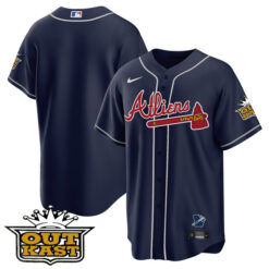 Alternative view of Atlanta Braves Outkast ATLiens Navy V1 Jersey - All Stitched