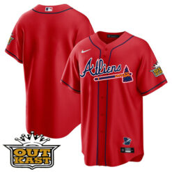 Alternative view of Atlanta Braves Outkast ATLiens Red V1 Jersey - All Stitched