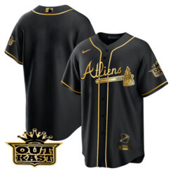 Alternative view of Atlanta Braves Outkast ATLiens Black Gold V1 Stitched Jersey