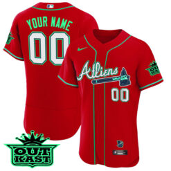 Atlanta Braves Outkast ATLiens Custom Name and Number Red Galaxy Jersey - All Stitched