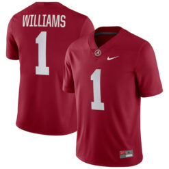 Alternative view of Jameson Williams Alabama Crimson Tide College Football Game Jersey - All Stitched