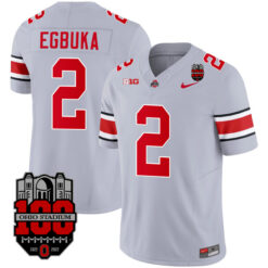 Alternative view of Emeka Egbuka Ohio State Buckeyes Gray Alternate Jersey w/ Patch Collection - All Stitched
