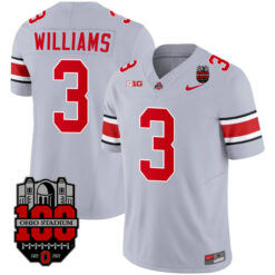 Alternative view of Miyan Williams Ohio State Buckeyes Gray Alternate Jersey w/ Patch Collection - All Stitched