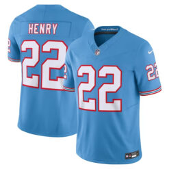 Alternative view of Derrick Henry Tennessee Titans Light Blue "Orioles" Throwback Jersey - All Stitched