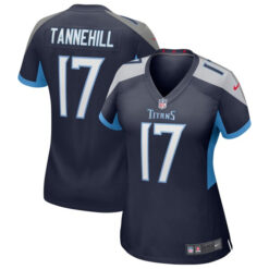 Alternative view of Ryan Tannehill Tennessee Titans Navy Game Jersey - All Stitched