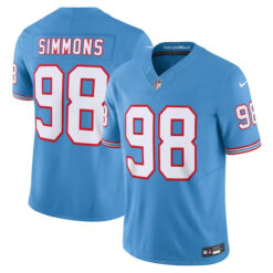 Alternative view of Jeffery Simmons Tennessee Titans Light Blue "Orioles" Throwback Jersey - All Stitched