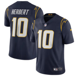 Alternative view of Justin Herbert Los Angeles Chargers Navy Game Jersey - All Stitched