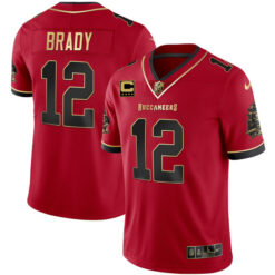Tom Brady Tampa Bay Buccaneers Red Gold Jersey - All Stitched