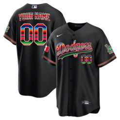 Los Angeles Dodgers 2023 Mexican "Serape" Heritage Black Jersey - All Stitched