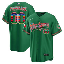 Los Angeles Dodgers 2023 Mexican "Serape" Heritage Green Jersey - All Stitched