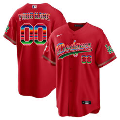 Los Angeles Dodgers 2023 Mexican "Serape" Heritage Red Jersey - All Stitched