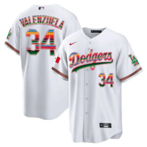 fernando valenzuela serape mexican dodgers jersey in white