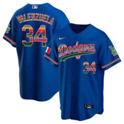 fernando valenzuela serape mexican dodgers jersey in royal