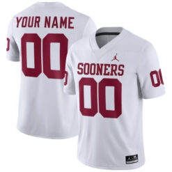 Alternative view of Oklahoma Sooners College Football Custom Name & Number White Jersey - All Stitched