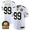 Jerome Brown Philadelphia Eagles White Gold Throwback Jersey w/ JB Memorial Patch - All Stitched