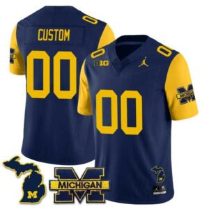 Custom Michigan Wolverines 2023 Special Theme Navy Sleeve Jersey - All Stitched
