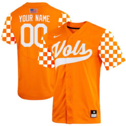 Alternative view of Tennessee Volunteers College Baseball "Checkerboard" Stitched Custom Jersey - Orange