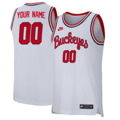 Alternative view of Ohio State Buckeyes College Basketball Retro Custom Jersey - White