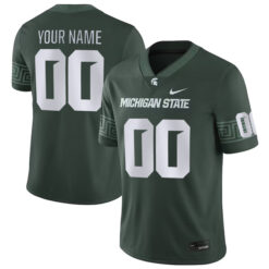 Alternative view of Michigan State Spartans All Stitched Custom Alternate Game Jersey - Green