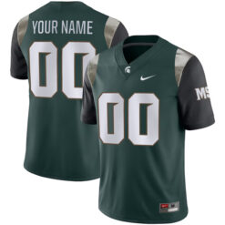 Alternative view of Michigan State Spartans All Stitched Custom Alternate Limited Jersey - Green