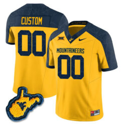 West Virginia Mountaineers 2023 Country Roads All Stitched Jersey - Gold Sleeve