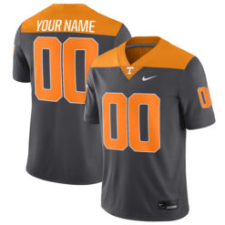 Alternative view of Custom Tennessee Volunteers "Anthracite" Throwback Game Jersey - All Stitched