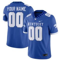 Alternative view of Kentucky Wildcats College Football Stitched Custom Game Jersey - Royal
