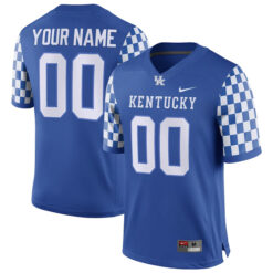 Alternative view of Kentucky Wildcats College Football "Checkerboard Heavy" Stitched Custom Limited Jersey - Royal
