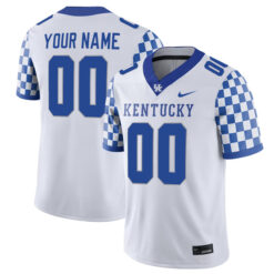 Alternative view of Kentucky Wildcats College Football "Checkerboard Heavy" Stitched Custom Limited Jersey - White