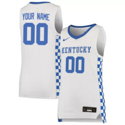 Alternative view of Kentucky Wildcats College Basketball "Checkerboard Heavy" Stitched Custom Jersey - White
