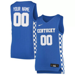 Alternative view of Kentucky Wildcats College Basketball "Checkerboard Heavy" Stitched Custom Jersey - Royal