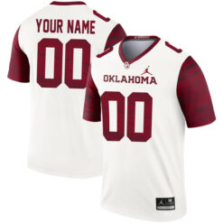 Alternative view of Oklahoma Sooners College Football Natural Legend Custom Stitched Jersey - White
