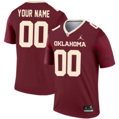 Alternative view of Oklahoma Sooners College Football Natural Legend Custom Stitched Jersey - Crimson
