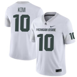Alternative view of Noah Kim Michigan State Spartans College Football White Game Jersey - All Stitched