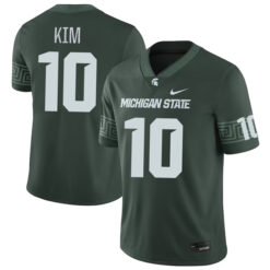 Alternative view of Noah Kim Michigan State Spartans College Football Alternate Green Game Jersey - All Stitched