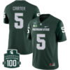 Nathan Carter Michigan State Spartans College Football Green Game Jersey - All Stitched