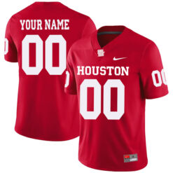 Alternative view of Houston Cougars College Football Red Game Jersey - All Stitched