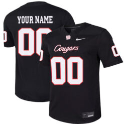 Alternative view of Custom Houston Cougars College Football Black Game Jersey - All Stitched
