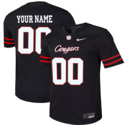 Alternative view of Custom Houston Cougars College Football Alternate Black Game Jersey - All Stitched