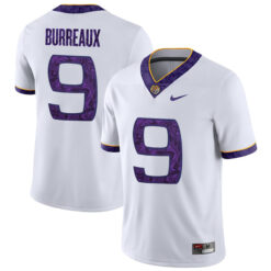 Alternative view of Joe Burreaux LSU Tigers College Football 2018 "Silent Season" Alternate White With Name Jersey - All Stitched