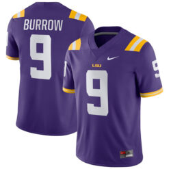 Alternative view of Joe Burrow LSU Tigers College Football Purple Game Jersey - All Stitched