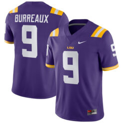Alternative view of Joe Burreaux LSU Tigers College Football Purple Game Jersey - All Stitched