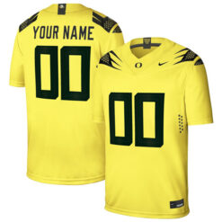 Alternative view of Oregon Ducks College Football Yellow Custom Alternate Game Jersey - All Stitched