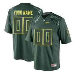 Alternative view of Oregon Ducks College Football Green Custom "Mighty Oregon" Game Jersey - All Stitched