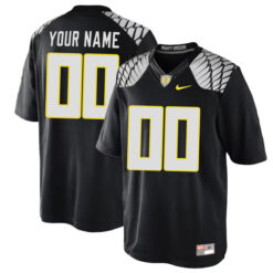Alternative view of Oregon Ducks College Football Black Custom "Mighty Oregon" Game Jersey - All Stitched